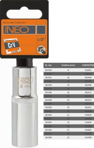 DUGÓKULCS NEO 08-086 11MM 1/2˝ HOSSZ. 12P