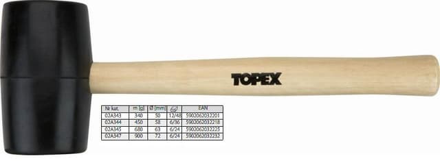 GUMIKALAPÁCS TOPEX 02A347 68 MM 900 G