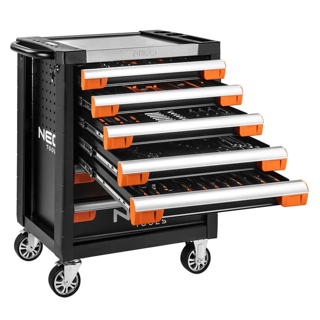 NEO Műhelykocsi 7 fiókkal, 174db szerszámmal 805x972x460mm, szerszámkocsi (84-220+G)